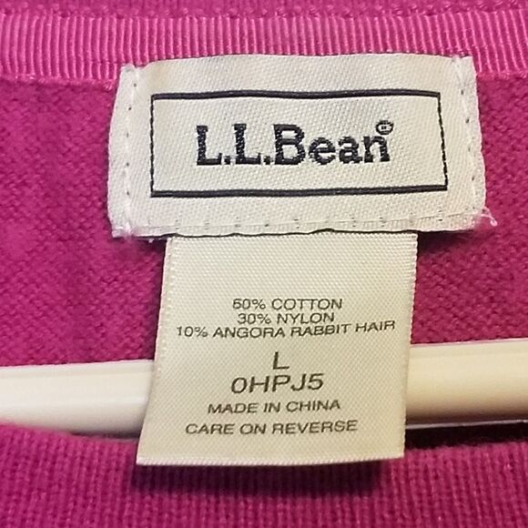 LL Bean Large Sweater Angora Blend Peplum Babydoll Fuchsia Pink Vtg Y2k Preppy - Picture 6 of 9